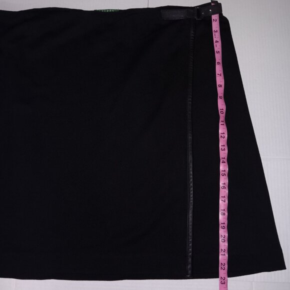 LAUREN RALPH LAUREN LEATHER TRIM WRAP SKIRT - Picture 4 of 11